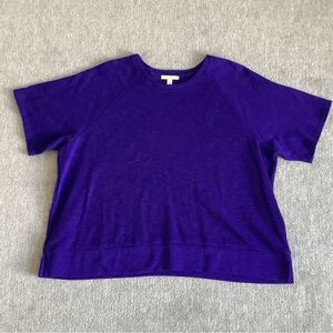 Eileen Fisher Rich Royal Blue/Purple Organic Cotton Oversized Top Sz. M